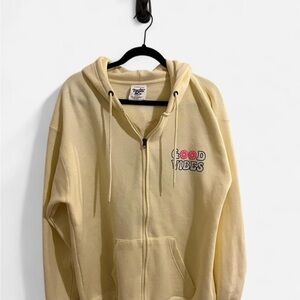 Yellow 'Good Vibes' Embroidered Hoodie